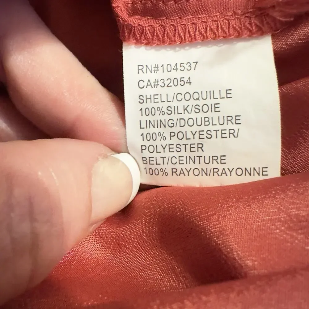 Burning Torch Anthropologie Red Silk Rosette Dress Small Fit Vintage Sleeveless - Picture 11 of 13